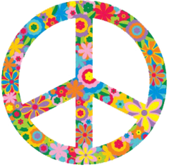 Flower Peace Sign - Window Sticker / Decal 5" x 5"