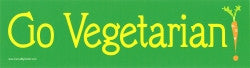 Go Vegetarian - Bumper Sticker / Decal (11" X 3")