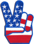 Peace Finger wit the American flag patch (2" x 3")
