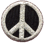Black And Silver Peace Sign - Patch 2"