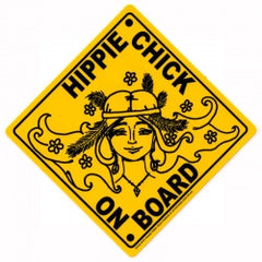 Hippie Chick on Board - Bumper Sticker / Decal (4" Square)