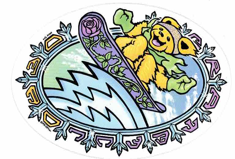 Grateful Dead Snow Boarding Bear Sticker